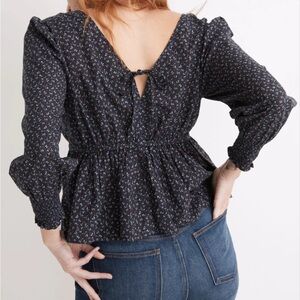 Madewell Black Floral Blouse